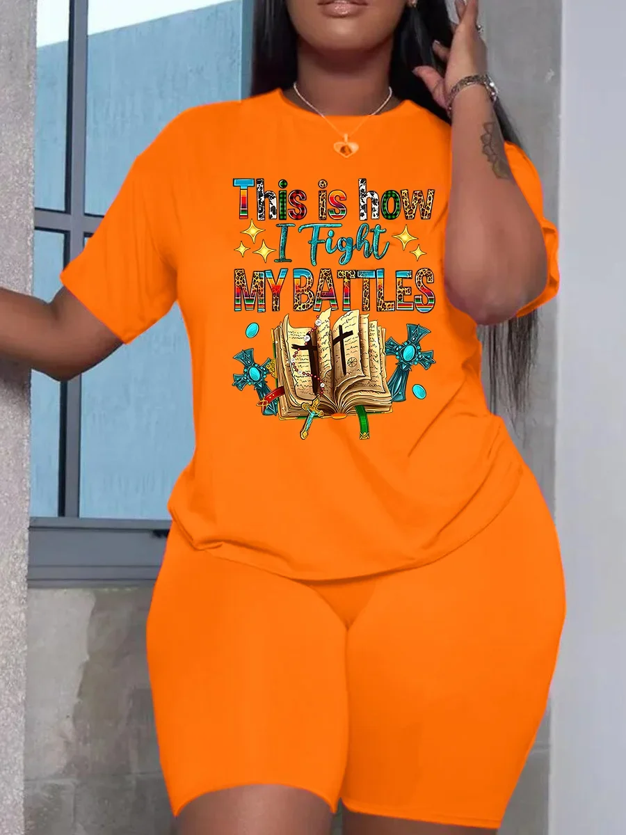 Sommer Damen anzug Mode druck Grafiken lässig Kurzarm Top Shorts plus Größe zweiteilige Set Trainings anzüge 2 Stück Outfit
