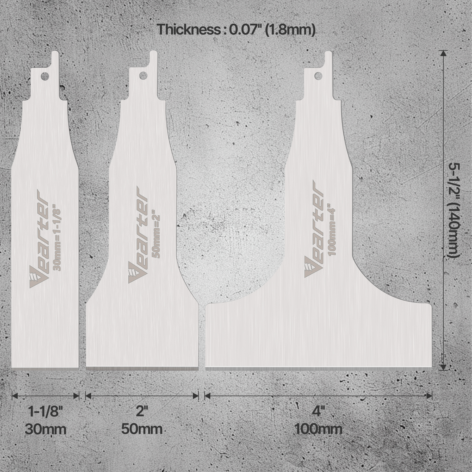 Vearter 30/50/100Mm Thép Không Gỉ Chuyển Động Qua Lại Lưỡi Cưa 140Mm Sabre Xẻng Để Vệ Sinh Tẩy Ngói grout Mô Keo Khoảng Cách Dụng Cụ