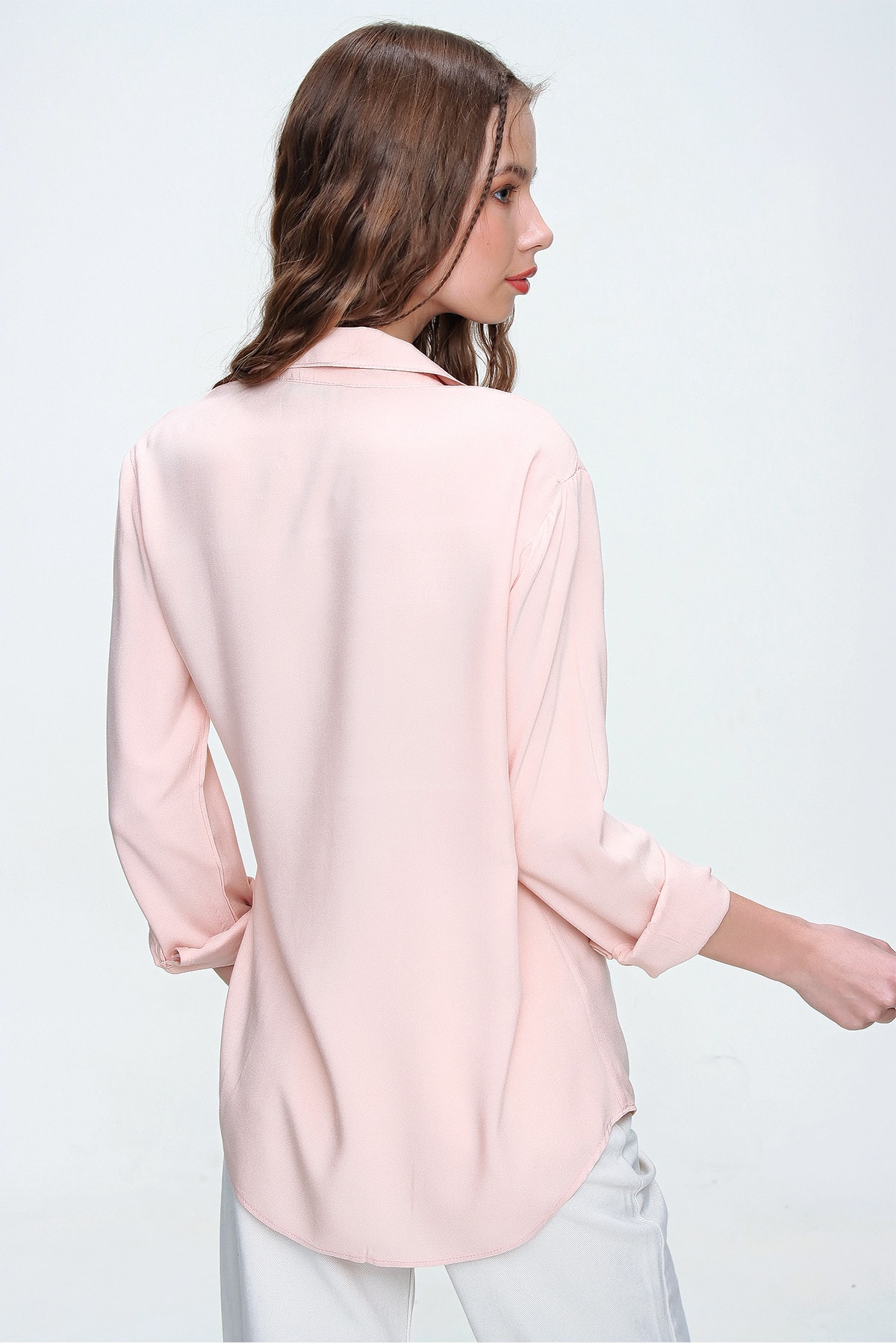 Kemeja Viscose Dasar Salmon Wanita ALC-X5442 Tren Mode Wanita Musim Baru Berkualitas Cantik