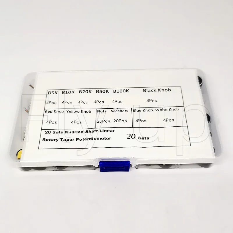 20 Sets/Box WH148 15 Đĩa Đơn Chiết Áp Bộ B5K/10K/20K/50K/100K Với Núm Bộ Trục Các Loại Hạt