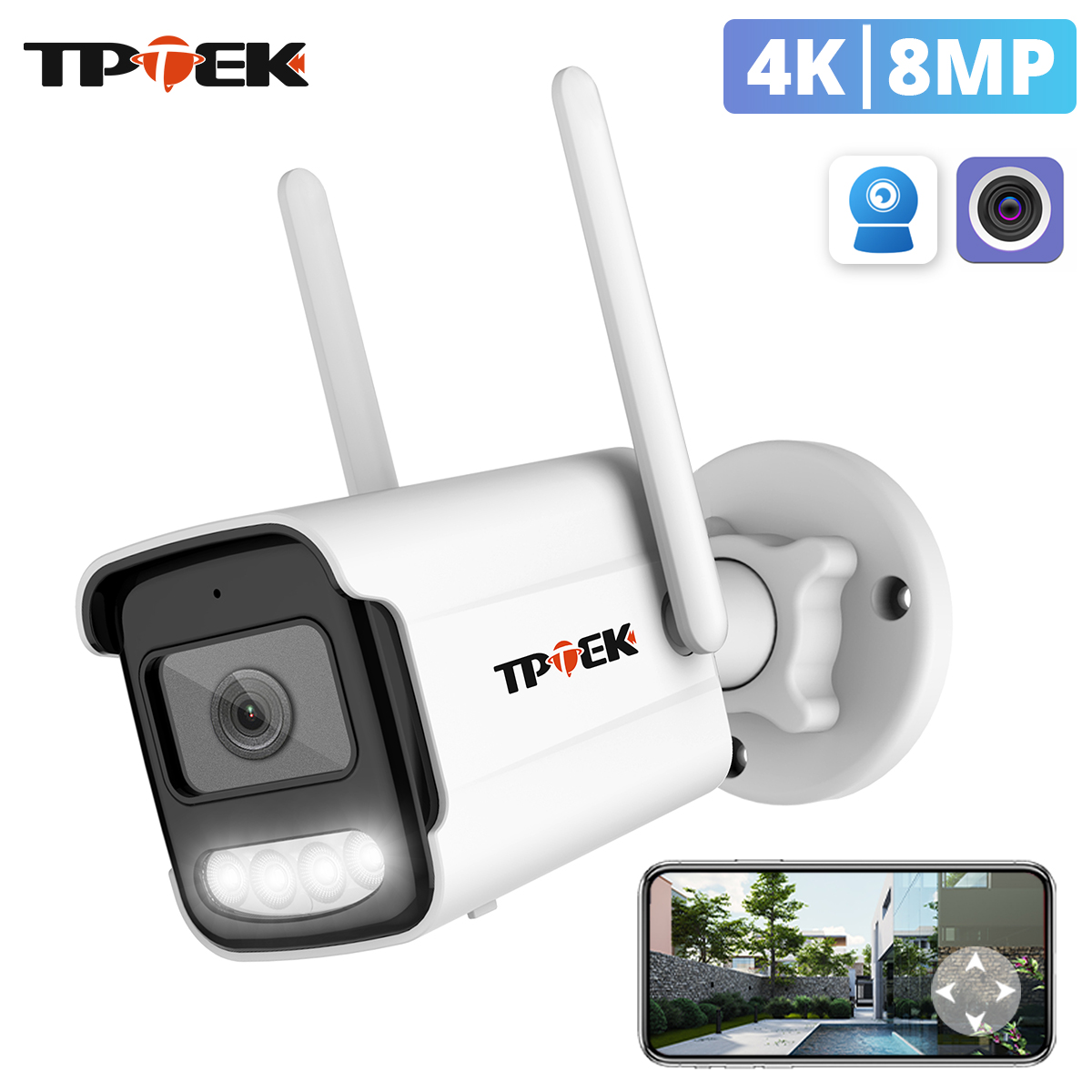 Cámara IP de 8MP 4K cámara de vigilancia Wifi 5MP seguridad al aire libre CCTV Wi Fi Camara Video Wi-Fi impermeable CamHi CamHipro IP Cam