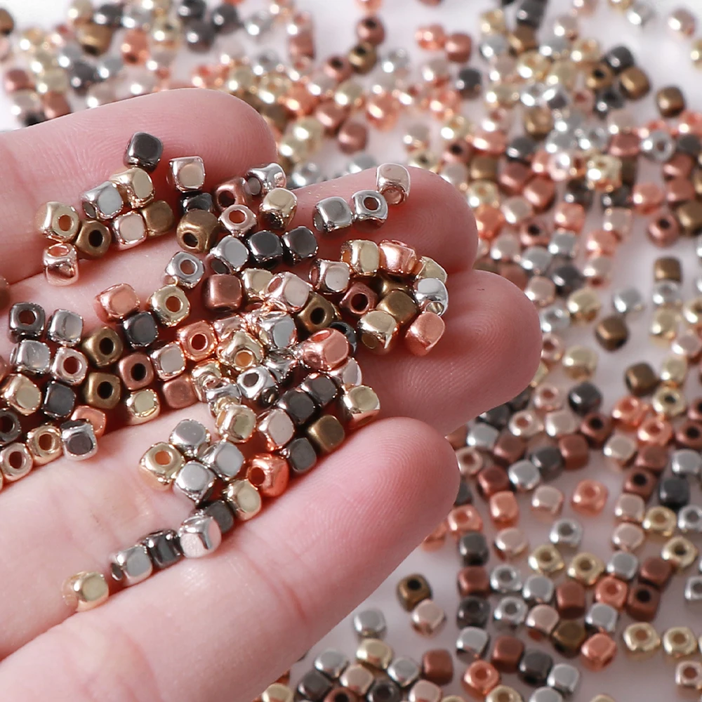 800 Uds CCB cuadrado con cuentas de esquinas redondeadas 3mm colores mezclados para joyería DIY accesorios para hacer collares