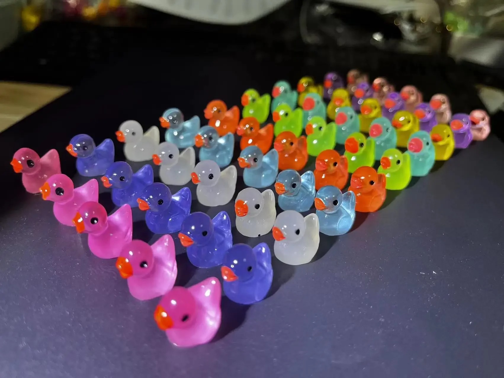 50PCS เรืองแสง MINI เรซิ่นเป็ดน้อย MOSS Microlandscape Miniature ตุ๊กตาเป็ด Fairy Garden อุปกรณ์ตกแต่งบ้าน