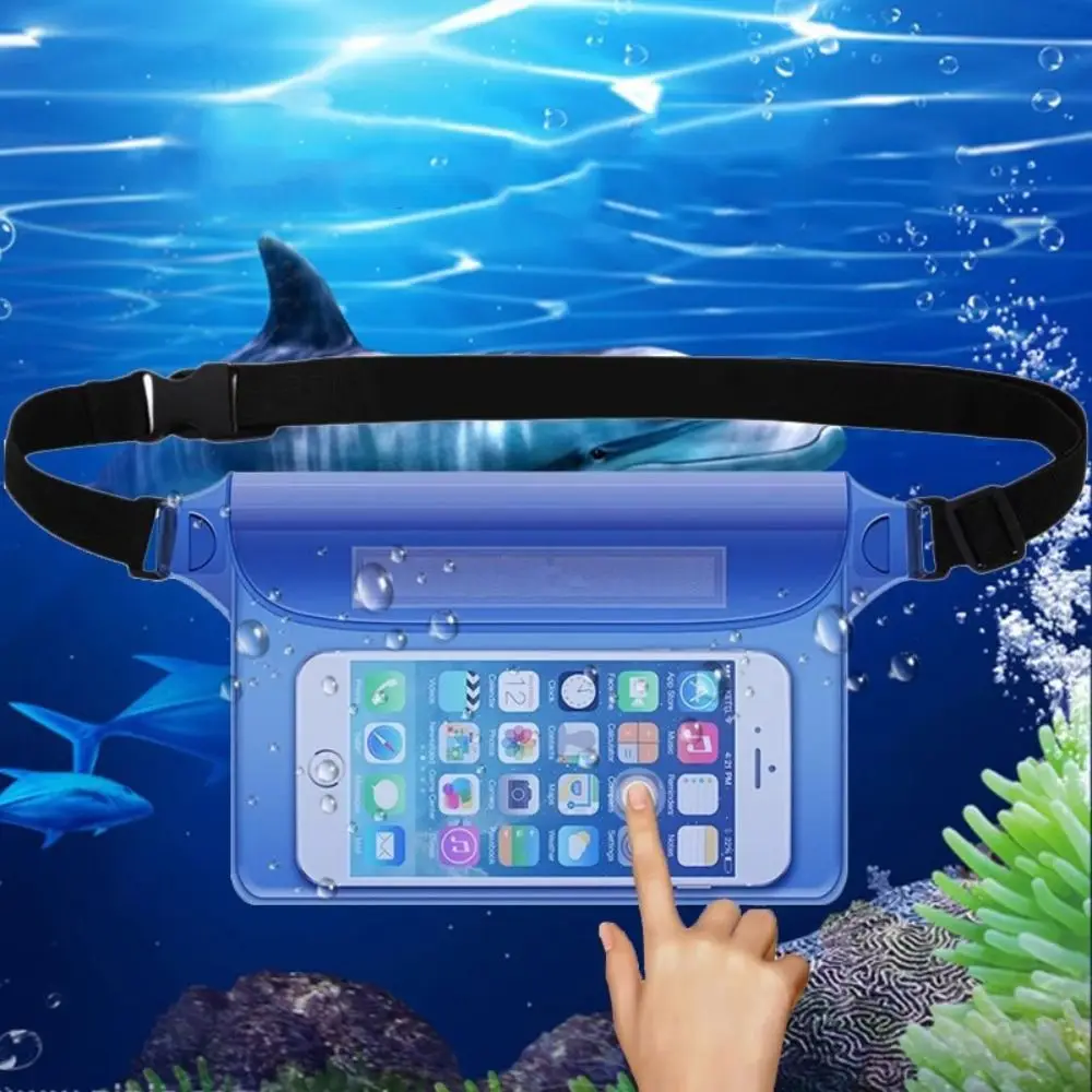 Riñonera portátil con estampado de agua para Festival, funda de teléfono sencilla a la moda, bolso de hombro transparente con pantalla táctil para playa