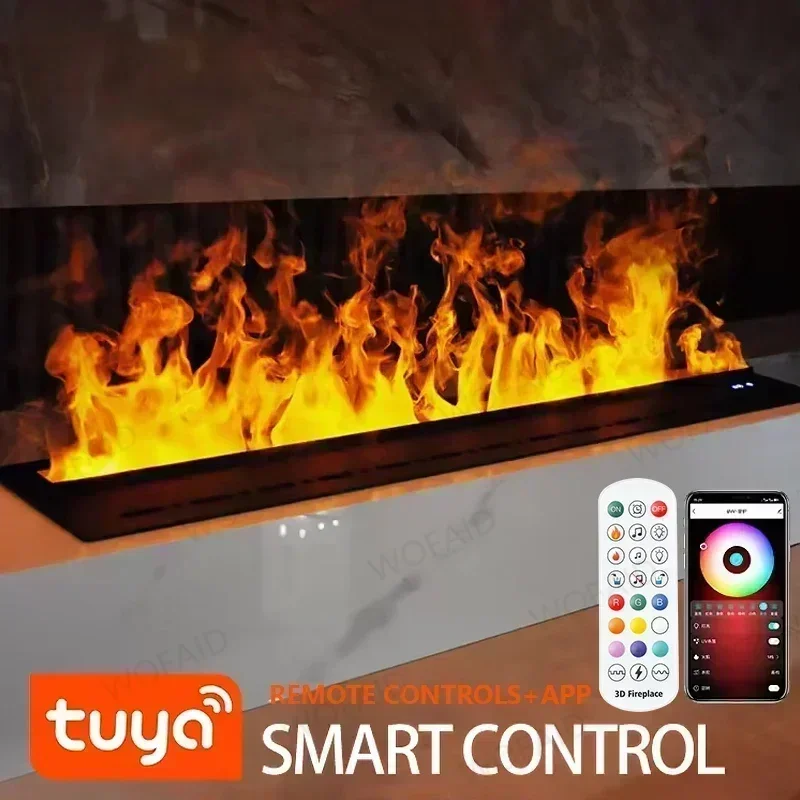 3D Vapor เตาผิงไฟฟ้าสําหรับห้องนั่งเล่นสมาร์ทจําลองเปลวไฟ Atomization App ควบคุมเตาผิงขาตั้งทีวี Fire Place