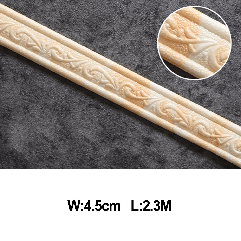 3D Wall Trim Line วอลล์เปเปอร์ Baseboard เอว Line Self-กาวรอบสาย 2.3 M โฟมกันน้ํา EDGE Strip ห้องนั่งเล่นบ้าน De