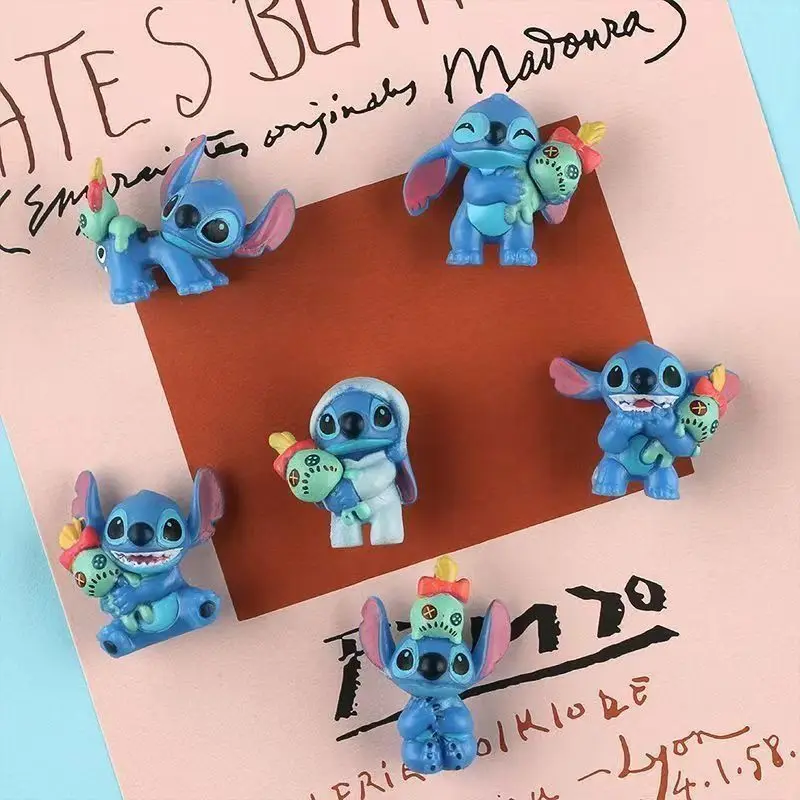 6 teile/satz Lilo & Stitch Cartoon Nette Figur Modell Sammlung Anime Desktop Ornament Geburtstag Kuchen Dekoration Kinder Spielzeug Geschenke
