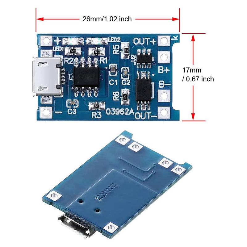 6 Chiếc TP4056 Sạc Module Bảo Vệ Pin 18650 BMS 5V Micro-USB 1A Sạc Ban Cho 18650