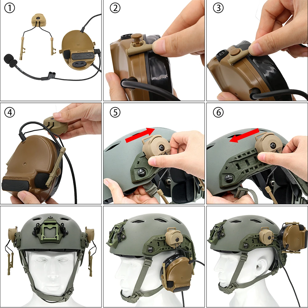 Tactical Headset Bracket Fast Ops Core  Helmet ARC Rail Adapter Comtac II Series for Headset Mount for Tactical Shooting
