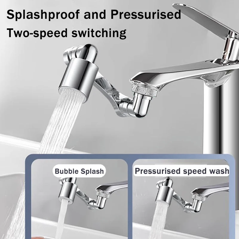 1080° Universal Rotation Faucet Extender Dual Mode Sprayer Head Kitchen Robot Arm Extension Taps Bathroom Swivel Faucet