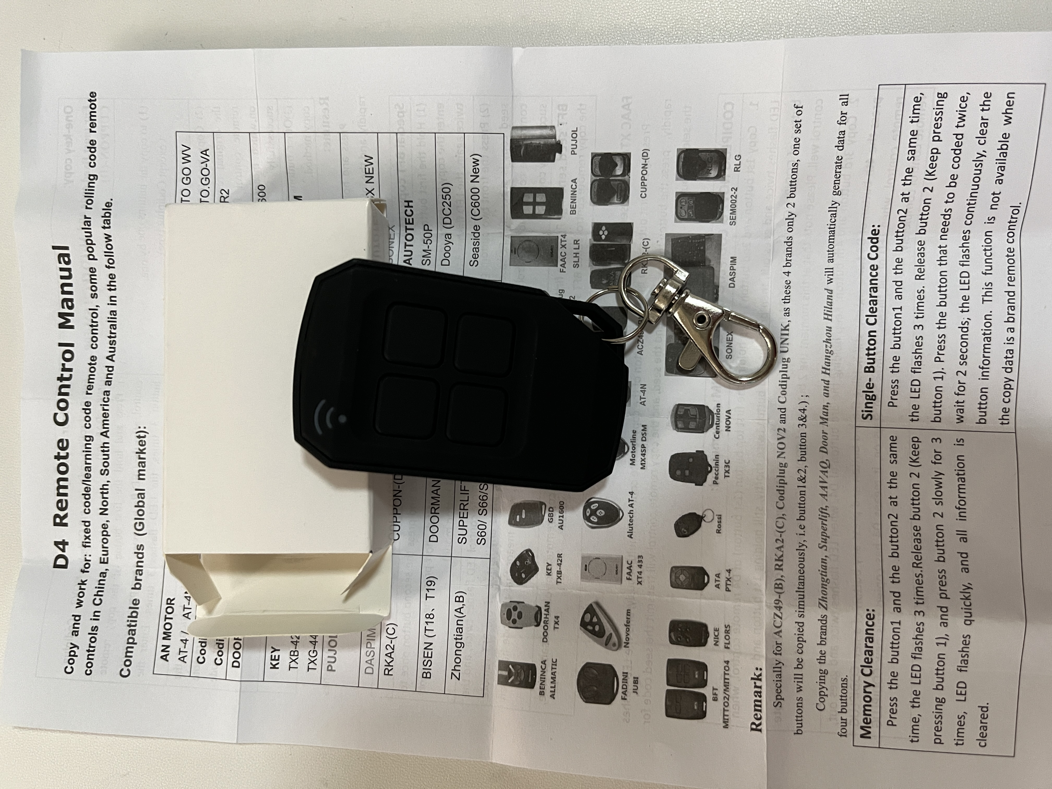 Universal 433MHz Remote Control Copy Code 4 Keys Wireless Transmitter Duplicator for Electric Garage Gate Door Opener Clone