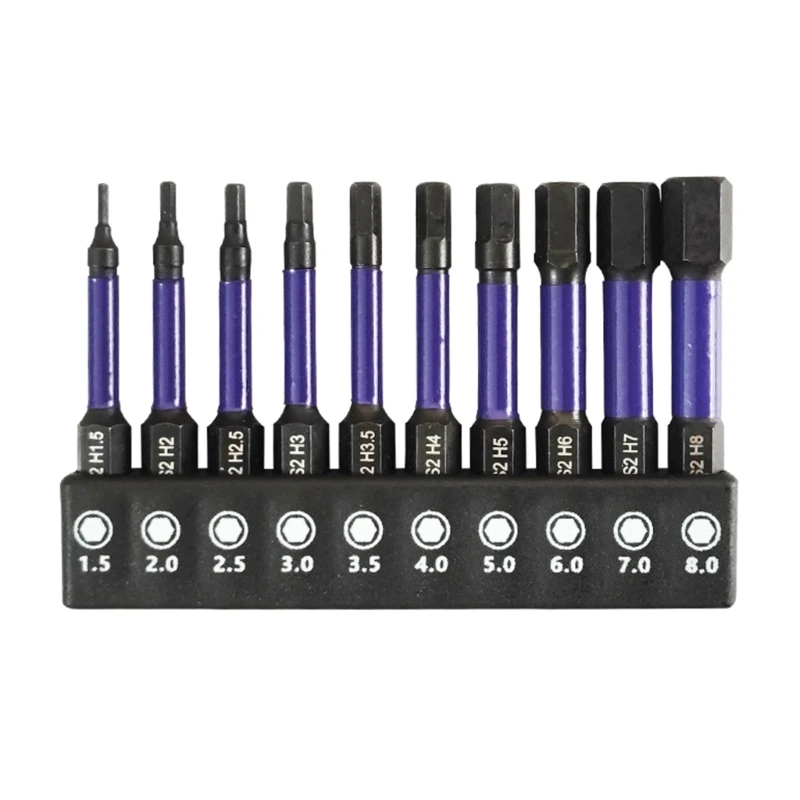 10 Cái Tác Động Allen Vít Bộ Ổ Cắm Tua Vít Chìa Khóa Lục Giác Từ Tính