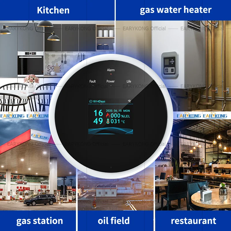 Tuya-WiFi Detector De Vazamento De Gás, Alarme De Gás Combustível, Tela Colorida, Temperatura De Exibição, Smart Life APP, Cozinha, Villa, Armazém