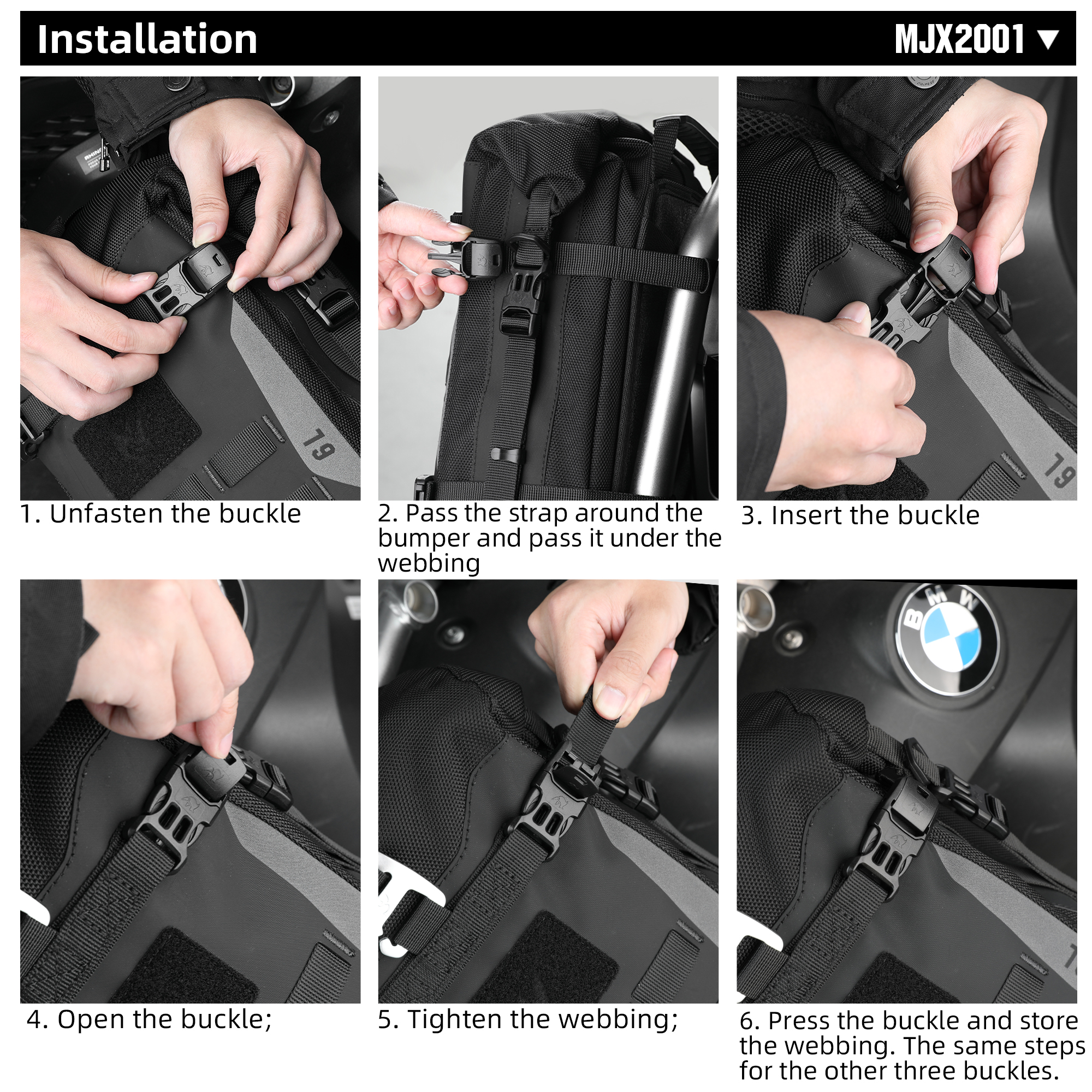 Rhinowalk Motorcycle Bumper Bag Waterproof With Inner Support Board Frame Crash Bar Pack Outdoor Riding Tool Placement Bag