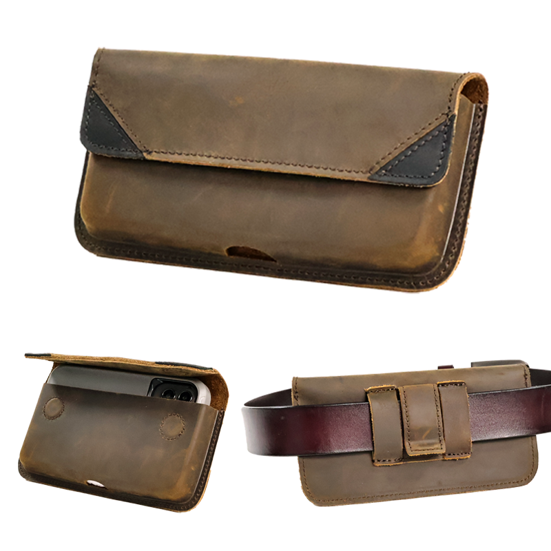 Riyao-携帯電話、ホルスターフリップカバー用の本革ウエストバッグ、ベルトクリップ付き電話ケース、iPhone 15およびSamsung用の落下防止ポーチ