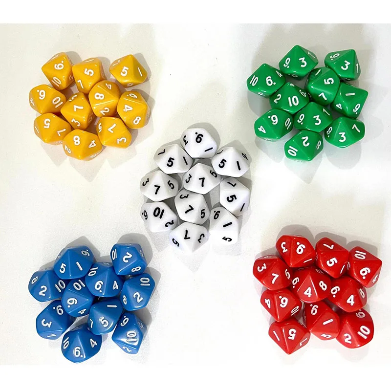 10 unids/set dados digitales de 10 caras 1-10 divertido juego de rompecabezas Color aleatorio