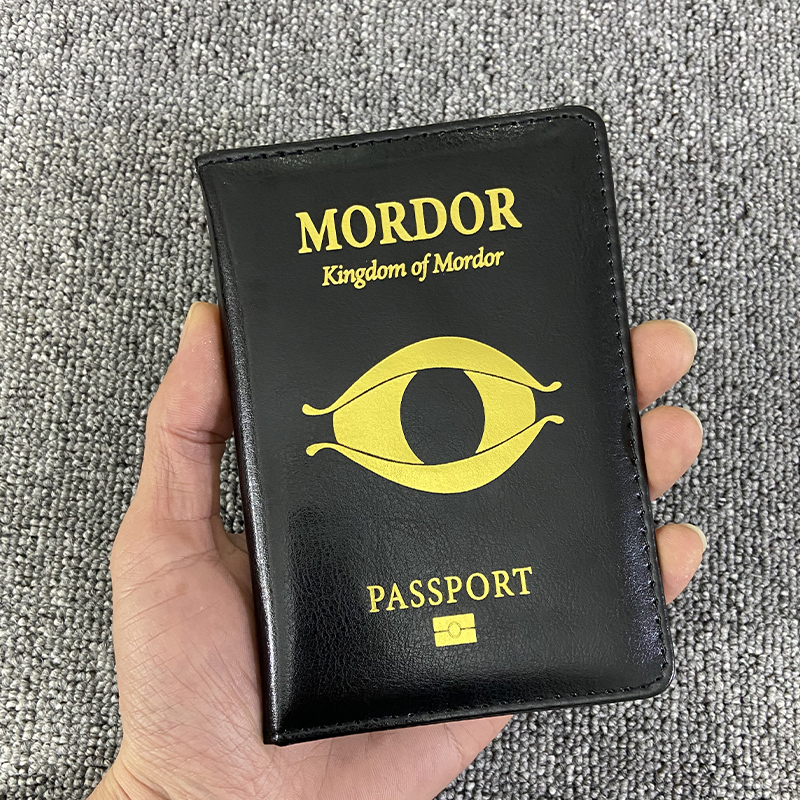 Funda para pasaporte Kingdom of Mordor de alta calidad, funda negra de cuero Pu para pasaportes, billetera de viaje