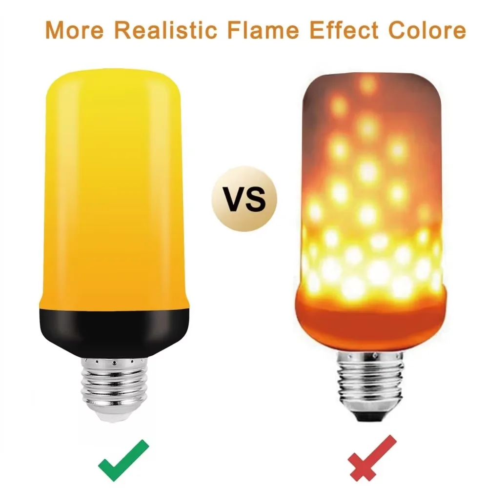 B22 E27 LED Flame Effect Light Bulb 4 Modes Flickering Fire Simulation for Party KTV Festival Garden Home Decor Outdoor Lighting
