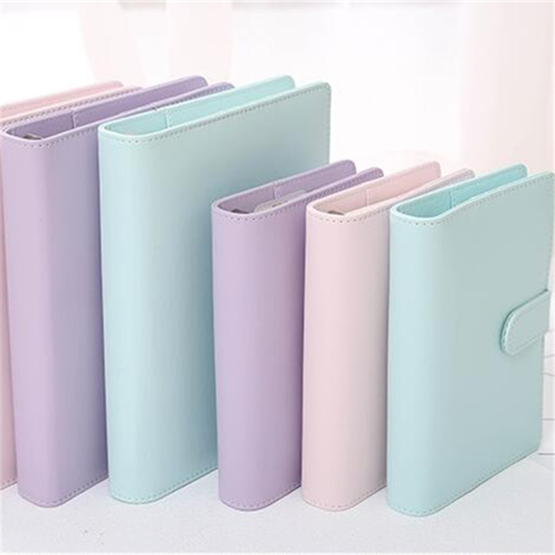 A6/A5 Macaroon 18 สี PU หนัง DIY Binder Photocards รวบรวมหนังสือ Diary Agenda Planner Bullet ปกอัลบั้มเครื่องเขียน