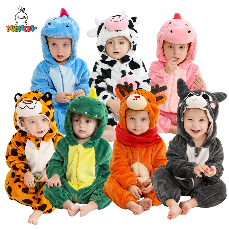 MICHLEY, peleles de invierno para bebé, franela con capucha, Cosplay, ropa infantil para niños pequeños, monos, mono, disfraz para niños, niñas y niños