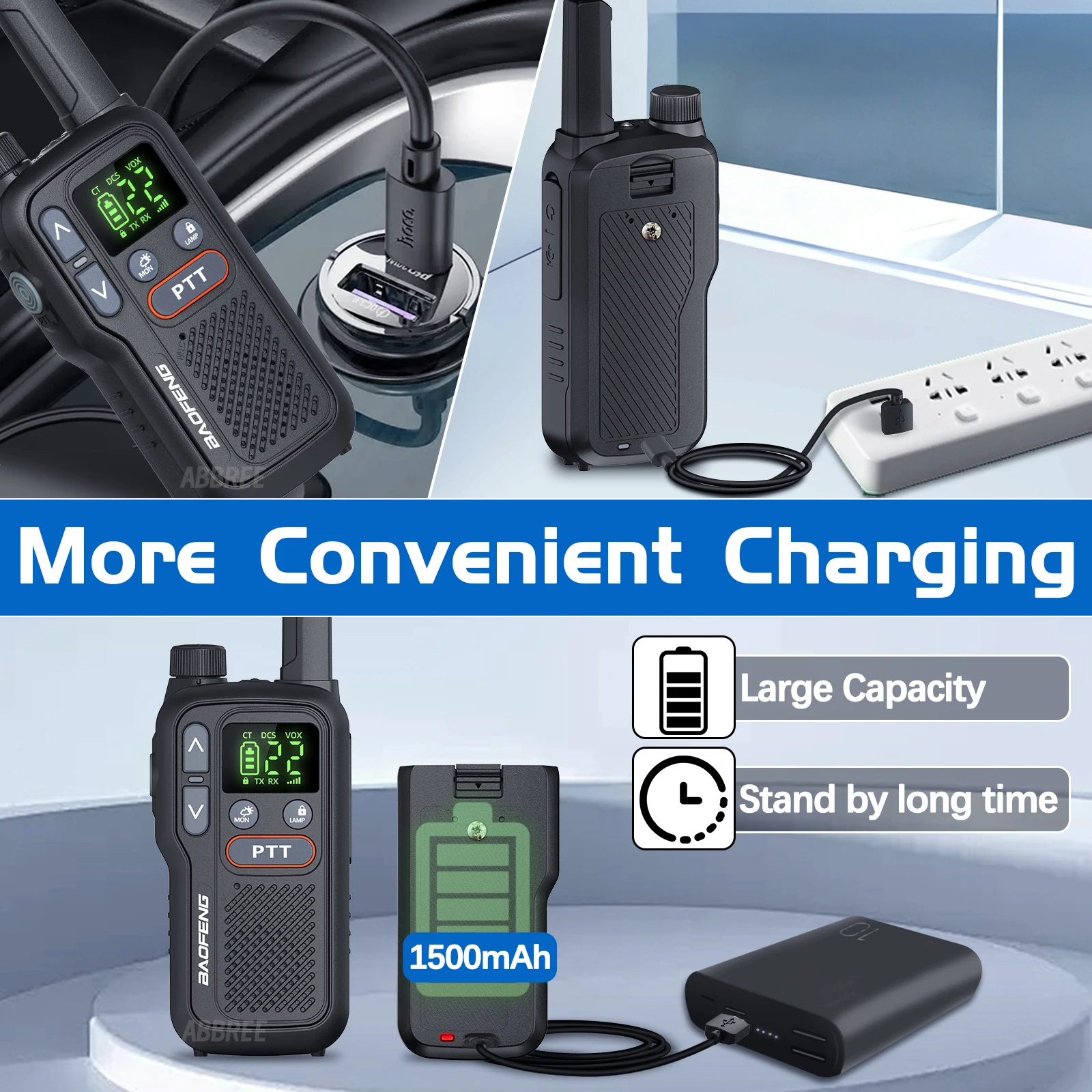 2PCS Baofeng BF-T18 Mini Dual PTT Walkie Talkie Portable PMR 446Mhz  Flashlight NOAA For Camping Two Way Radio F22 PMR