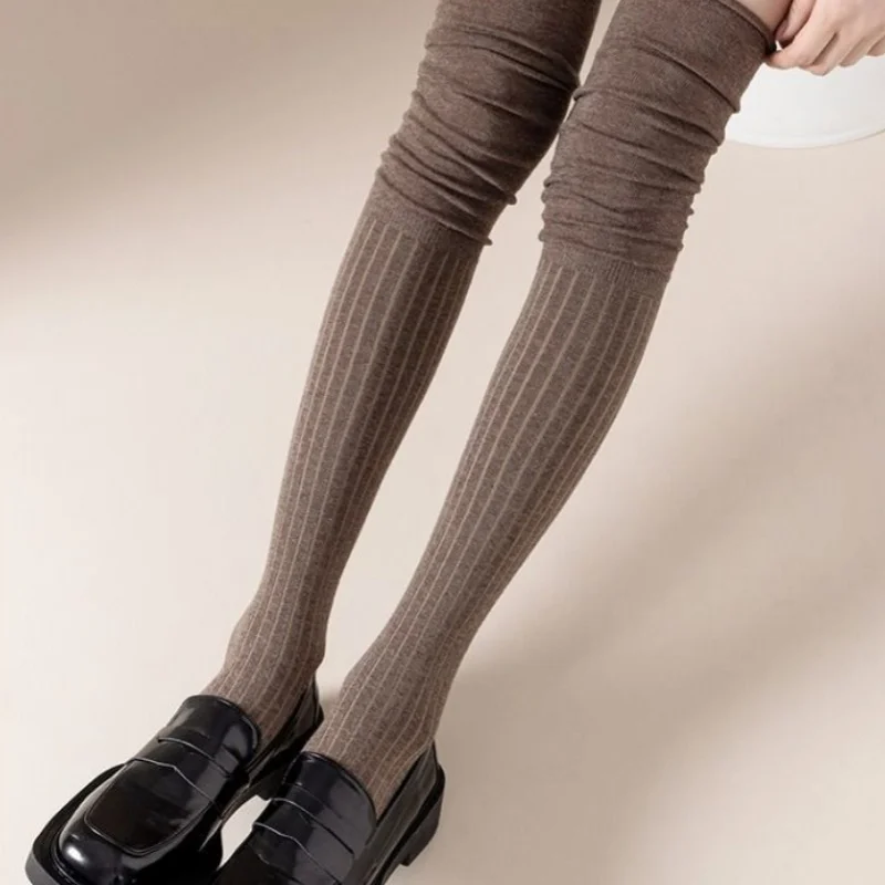 1/3/5 pares de calcetines hasta la rodilla, calcetines largos finos apilados, calcetines de retazos de Color sólido alto para mujer, medias de alta elasticidad