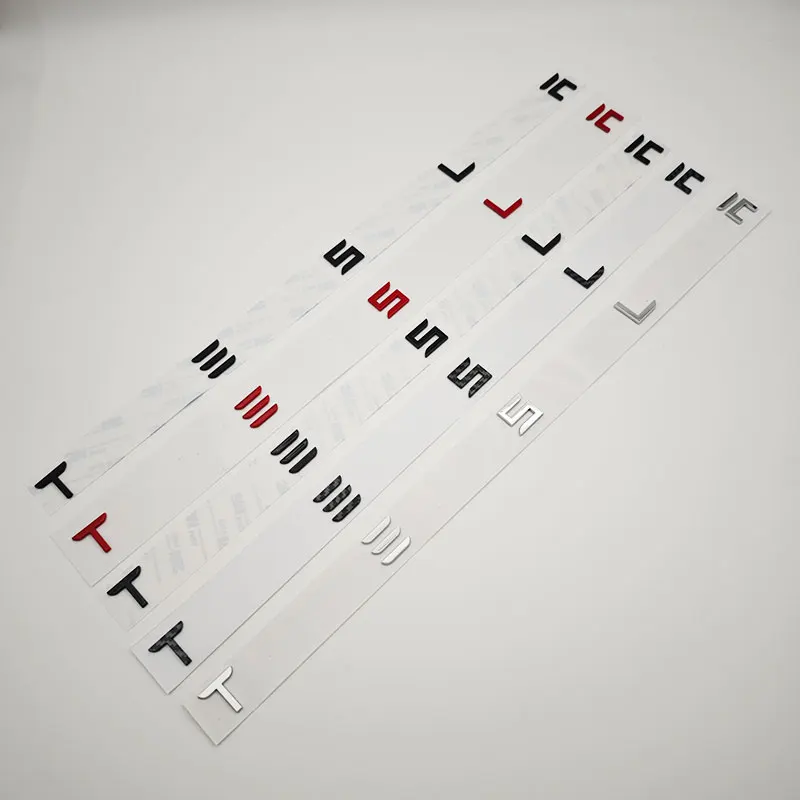 3D ABS Letters Tesla Logo Carbon Chrome Black Red Badge Car Rear Trunk Stickers For Tesla Model 3 Y X S Back Decals Accessories