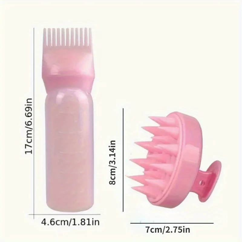 2 stks/set Siliconen Haar Kam Met Wortel Kam Applicator Fles Set Haarolie Applicator Shampoo Borstel Salon haar styling tools