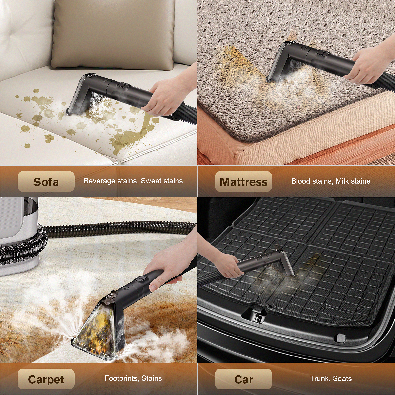 OMESER C988 1650W Steam Clean Machine 15000Pa Spray Brush Suction Power System Cleaner for Carpet Car Sofa Bed Cleaning Washer