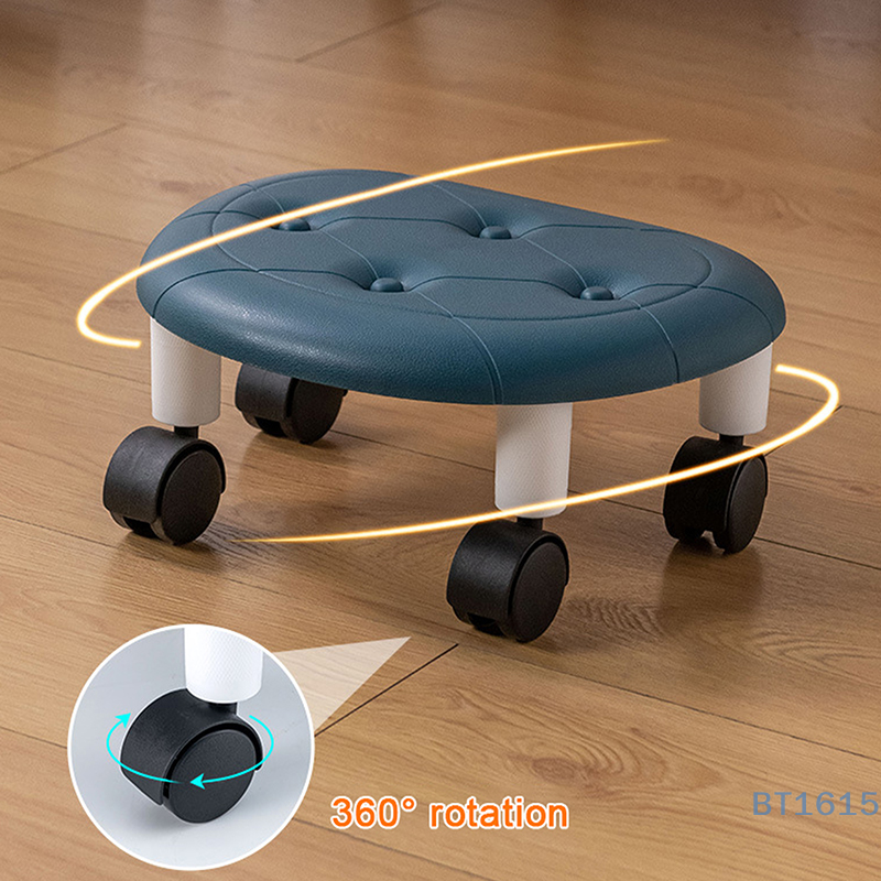 Taburete bajo rodante, silla de polea para el hogar, taburete giratorio de 360 grados, asiento con ruedas, taburete de cambio de zapatos para niños