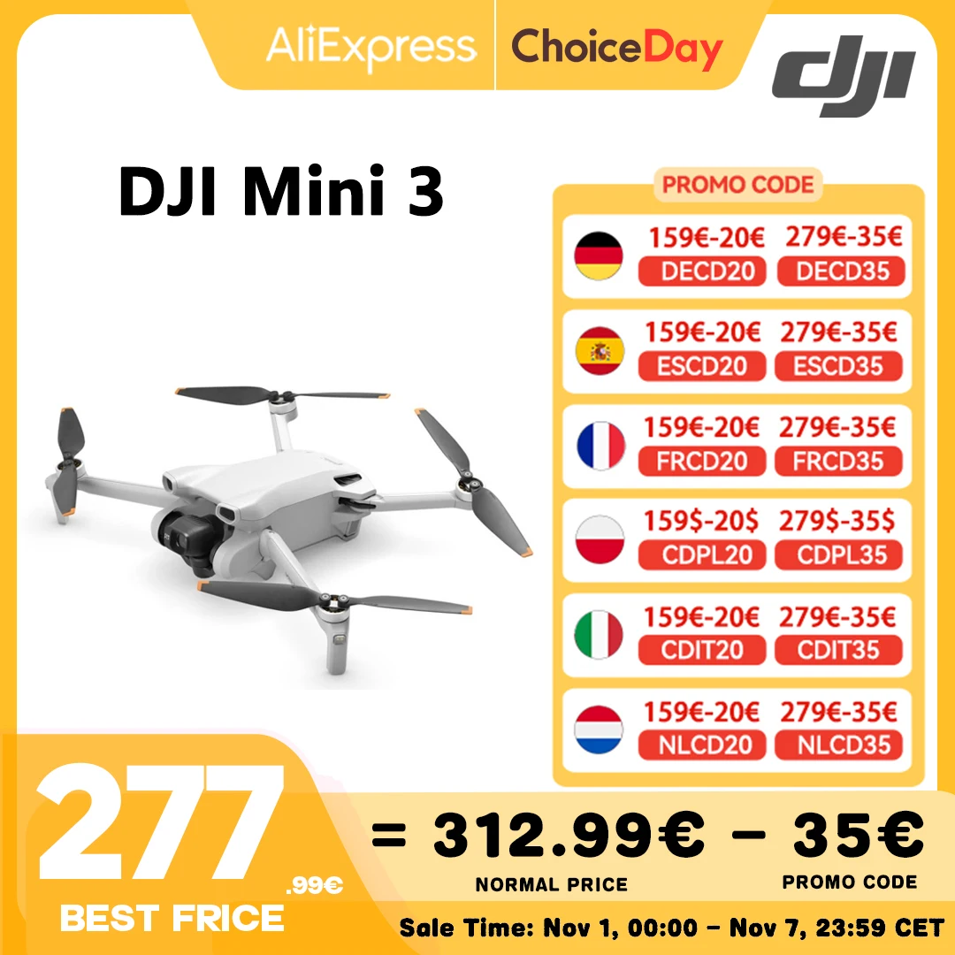 Nur DJI Mini 3 Drohne / RC-N1 / RC Fly More Combo faltbare Mini-Drohne 4K HDR-Video 100 % Originalmarke DJI Mini-Drohne