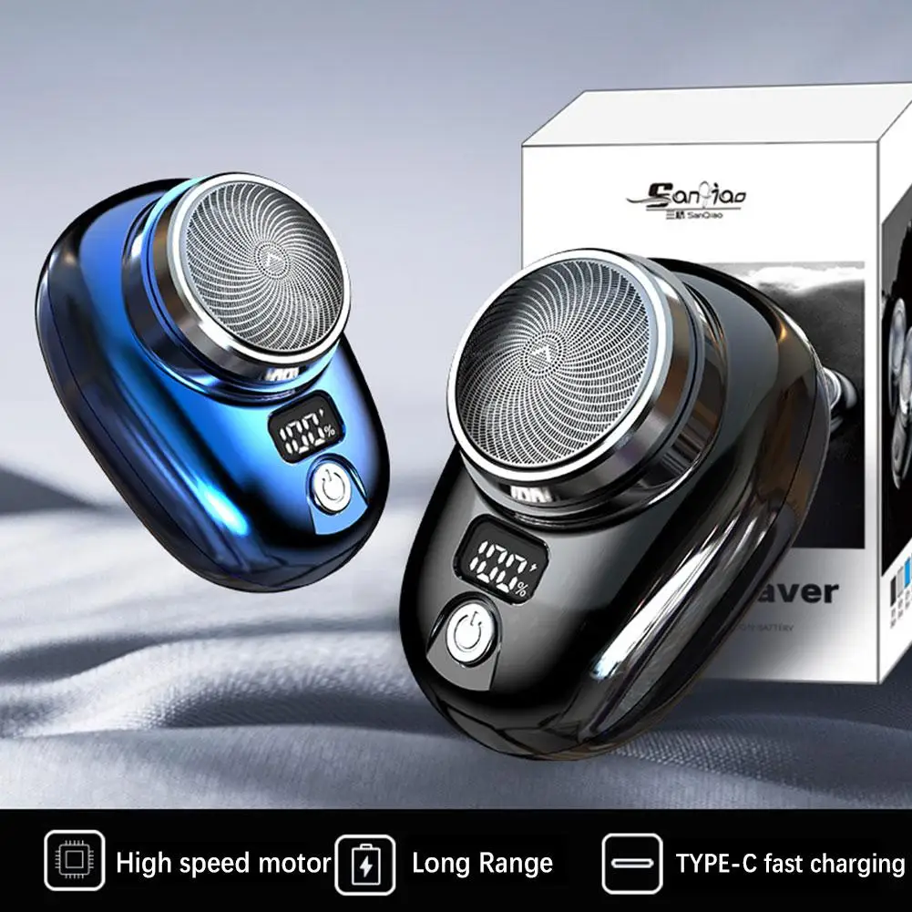 Mini Electric Razor Shaver for Men Vehicle Mounted Shave with Digital Display Washable Cordless Travel Pocket Face Beard Trimmer