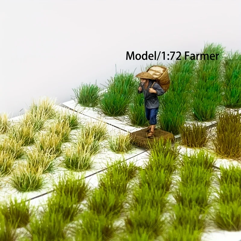 32 clumps/pack Modelo de capó de césped estático Tufos de césped Kit de modelo de terreno Modelo de paisaje estático de resina, Hierba de musgo falso para tierras de tren