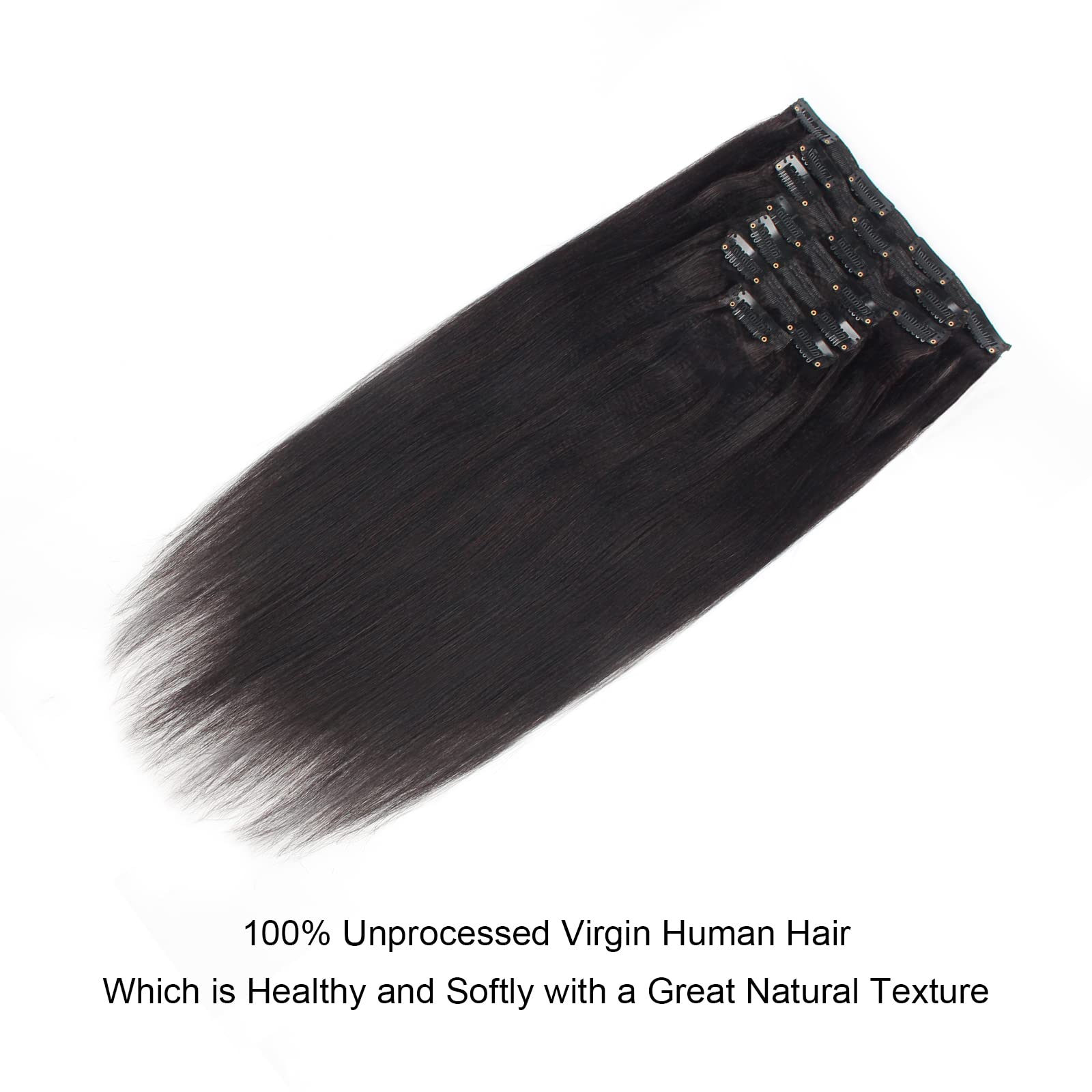 Yakiตรงคลิป 100% Human Hair Extensions Double Weftตรงคลิปในส่วนขยายของผมมนุษย์ 12-26 นิ้วสําหรับผู้หญิง