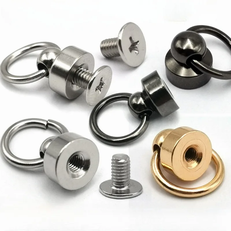 20 piezas tornillo remache Stud para artesanía de cuero funda de teléfono bolso hebilla anillo de tracción hebilla de cabeza redonda accesorios de decoración