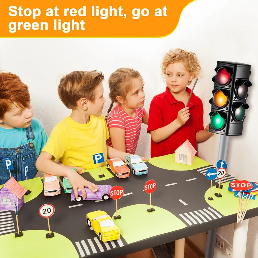 Modèle de feu de circulation jouet de simulation, jouet de feu de circulation pour enfants, modèle de jouet de puzzle pour enfants
