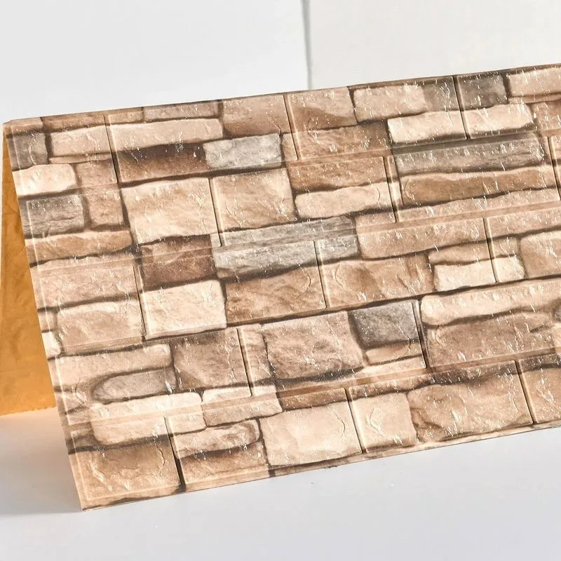 Adesivo de parede 3d retrô imitação de tijolo papel de parede autoadesivo à prova d'água antifoulingcovering sala de estar decoração de parede de quarto