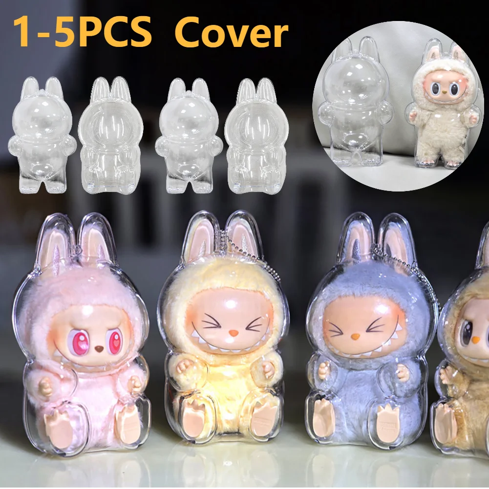 For Labubu Transparent Protective Cover 1-5PC Monster Toy Elf Doll Case Storage Box Cute Elf Plushie Display Cover for Doll Gift