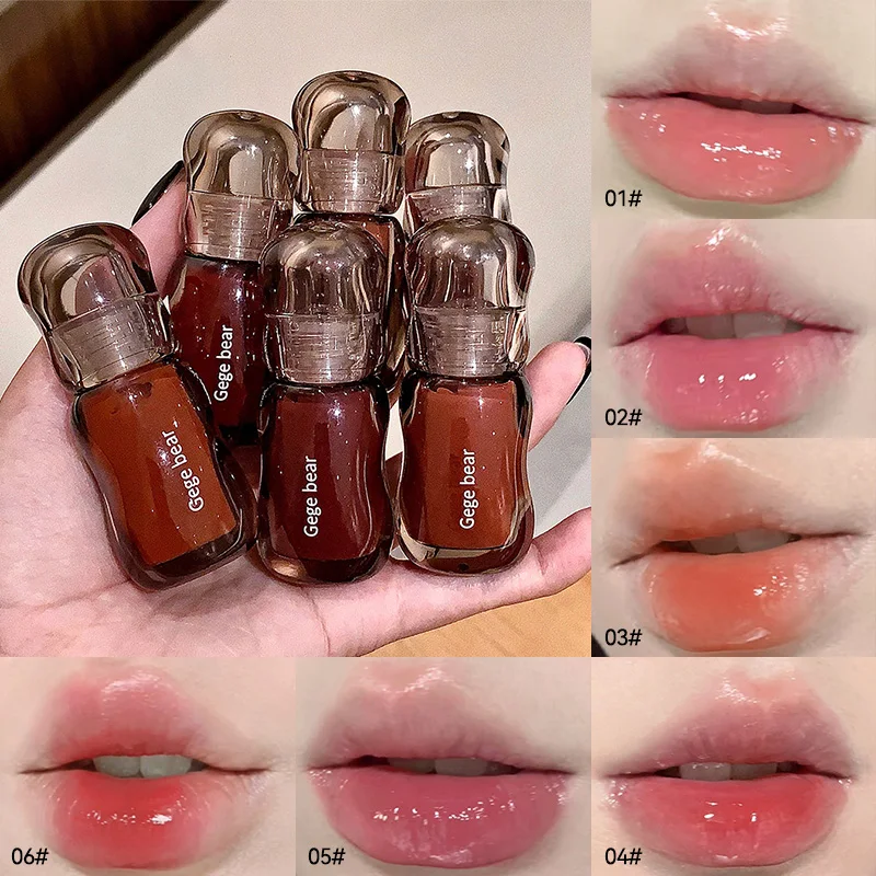 Tinta per labbra Gege Bear Crystal Gloss - Formula idratante autunno/inverno, finitura lucidalabbra, effetto rimpolpante giovanile