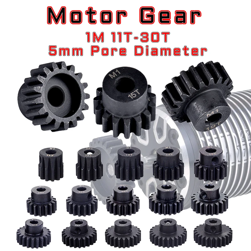 M1 5mm 11T 12T 14T 15T 17t 18t 20T 21t 22T 24T 25T 26T 28T 30T สีดําเหล็กโลหะ Pinion มอเตอร์เกียร์สําหรับ 1/10 Rc รุ่นรถมอเตอร์