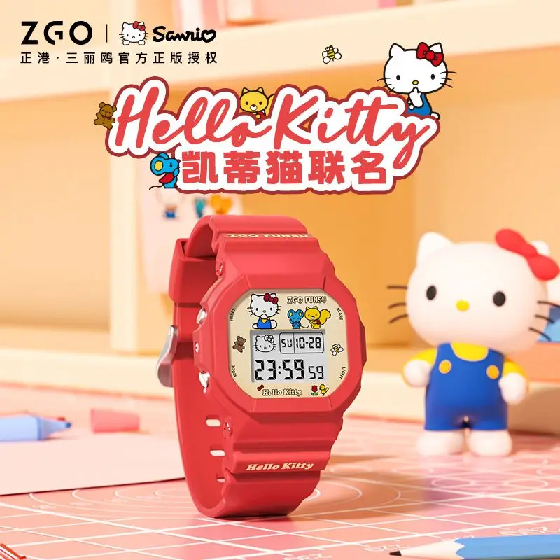 ZGOxSanrio serie Hellokitty reloj rojo estudiante mujer relojes electrónicos regalos niños