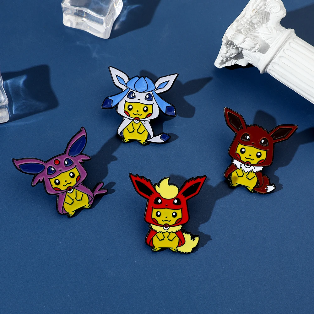 9 ชิ้นแฟชั่นชุดเข็มกลัดสัตว์ Creative Pikachu cos Eevee เคลือบ Pins กระเป๋าเป้สะพายหลังเสื้อผ้าอุปกรณ์เสริมป้ายโลหะอุปกรณ์เสริม