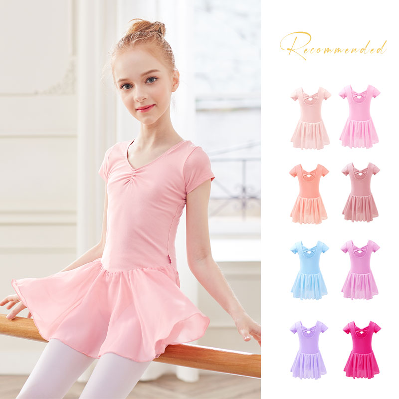 Ballett Trikot Kleid Mädchen Ballett Kleid Kinder Leibchen Gymnastik Trikot mit Futter Kleid Chiffon Rock Bowknot Tanz Trikots
