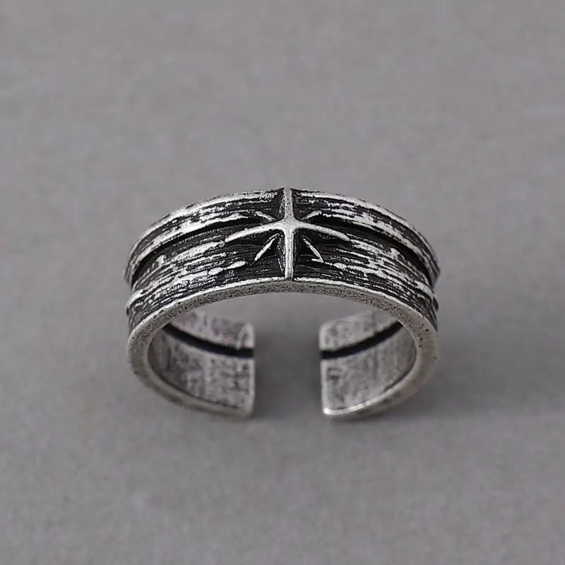 Anillo Retro Stary Night Art para hombre, Color plateado, Punk, gótico, anillo abierto ajustable, Rock, hecho a mano, accesorios de joyería Unisex, regalo