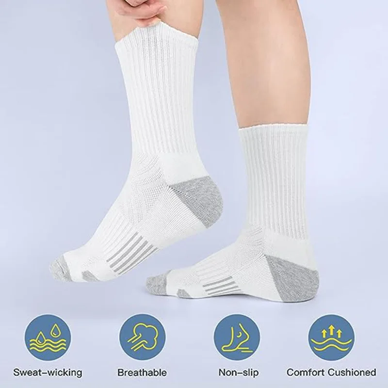 6 Pairs Men's Outdoor Gym Socks High Quality Comfortable Soft Buffered Running Socks Breathable Large Size New Style EU39-46