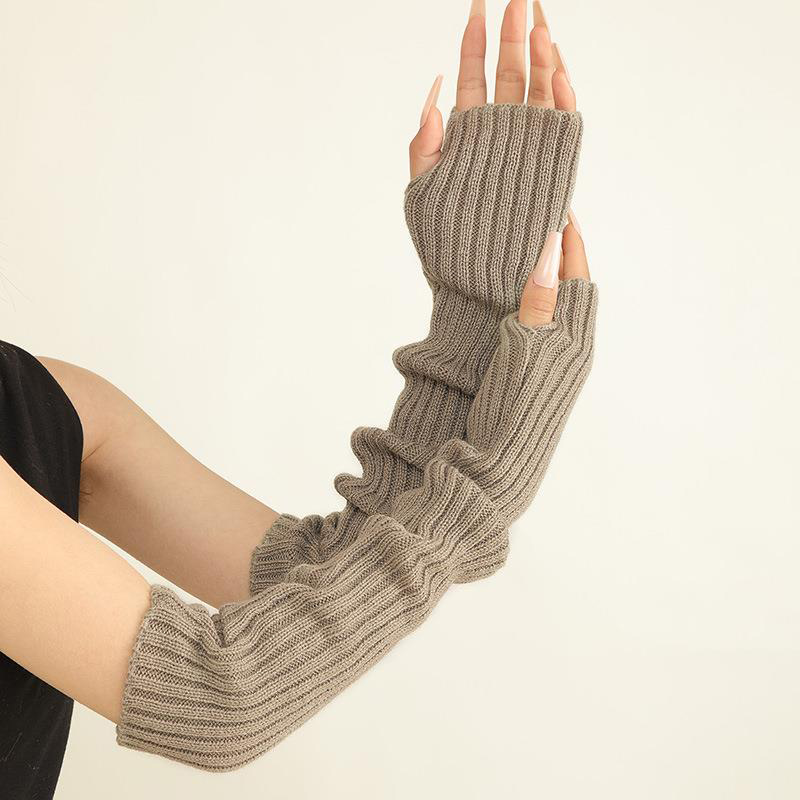 Guantes sin dedos de punto para mujer, manoplas largas de medio dedo, manoplas góticas Punk para invierno
