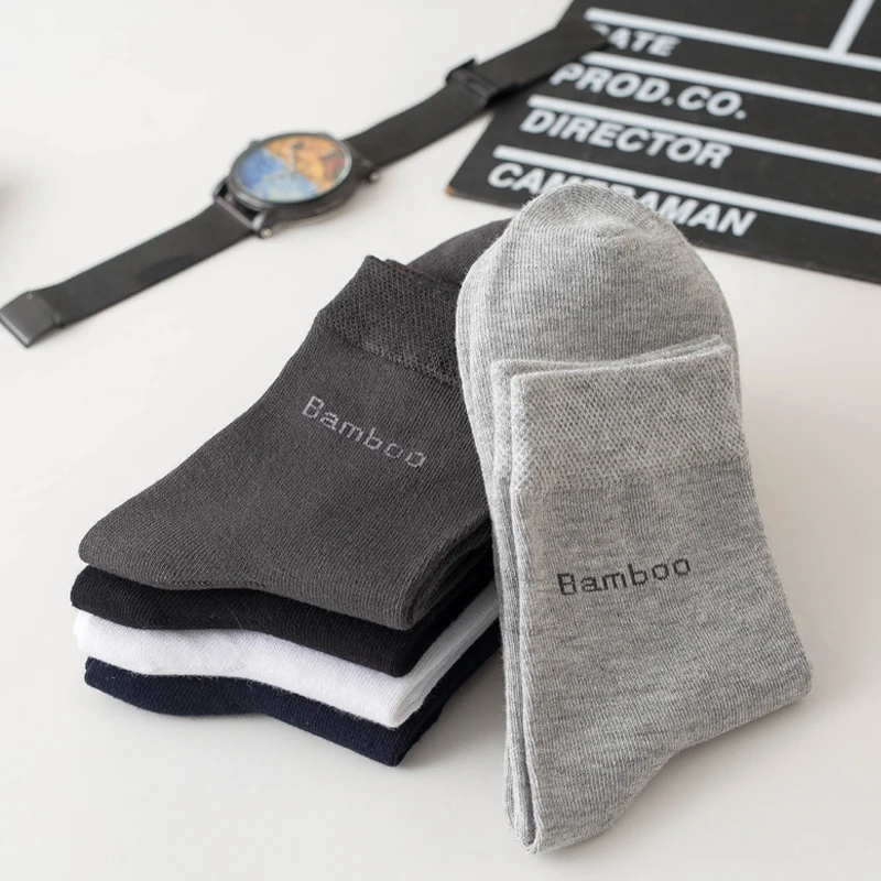 10 pares de calcetines de fibra de bambú para hombre, calcetines informales de negocios antibacterianos, cómodos y transpirables, calcetines de alta calidad para hombre de talla grande EU38-46