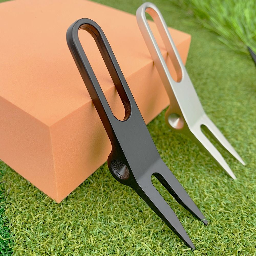Zinc Alloy Golf Divot Pitch Repairer Tool Pitchfork Switchblade Golf Fork Lifting Hole Foldable Golf Divot tool Gift For Golfer
