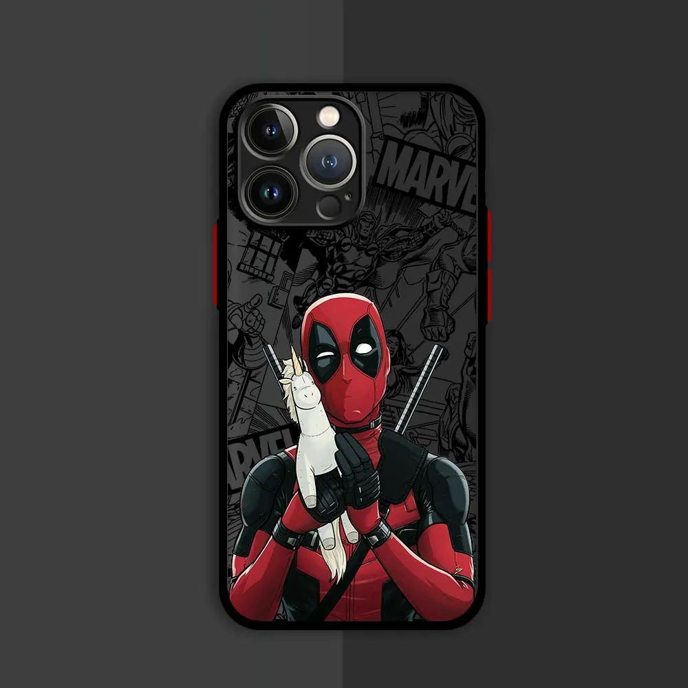 Роскошный матовый чехол Marvel Deadpool Hard PC для iPhone 16 15 XR X 14 16 Plus XS Max 13 Mini 15 16 Pro Max 12 11 Pro 12 Pro