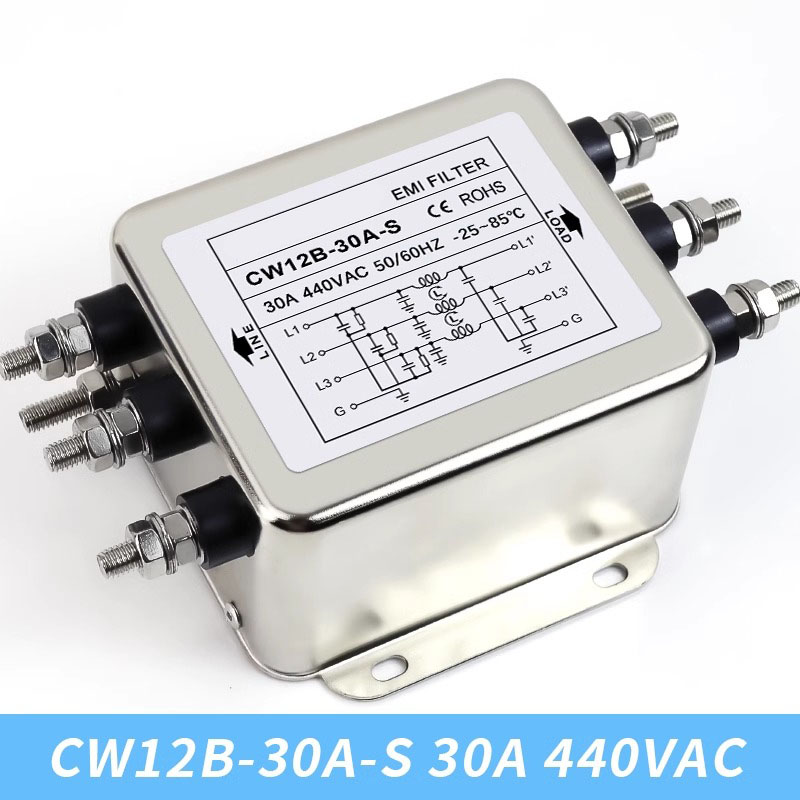EMI filter auger-type CW12B-10/20/30/40/50/60/80/100A-S 3-phase 3-wire AC power supply filter power purifier anti-interference